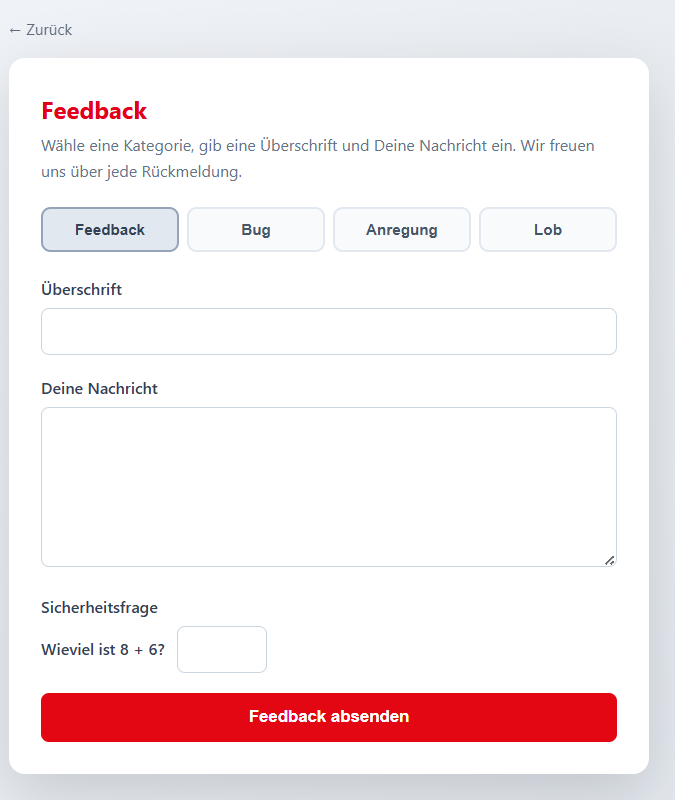 Feedback-Formular