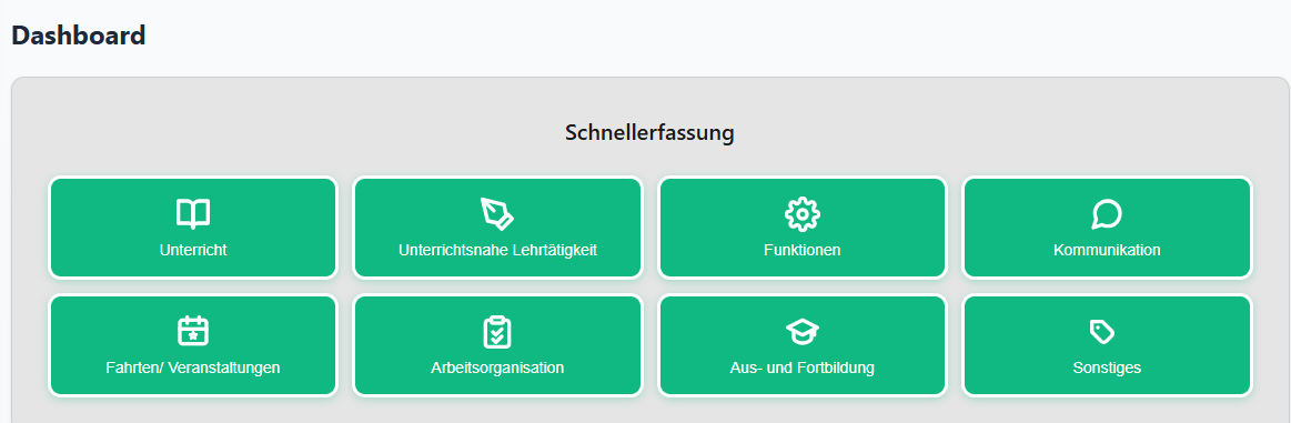 Schnellerfassung Kategorien