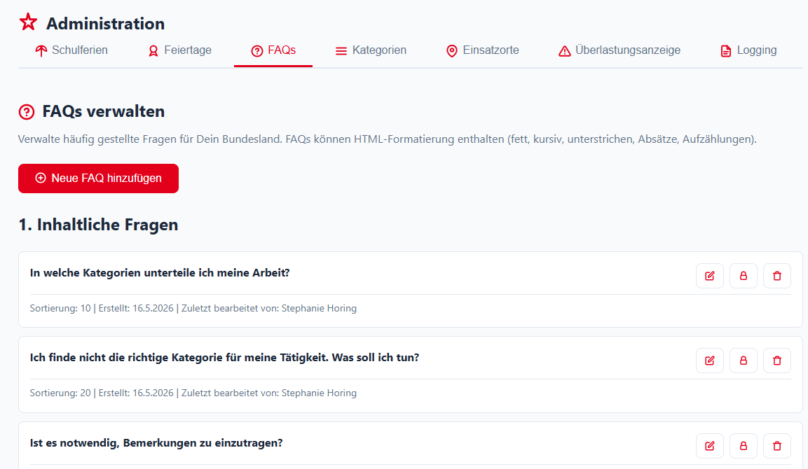 FAQs verwalten
