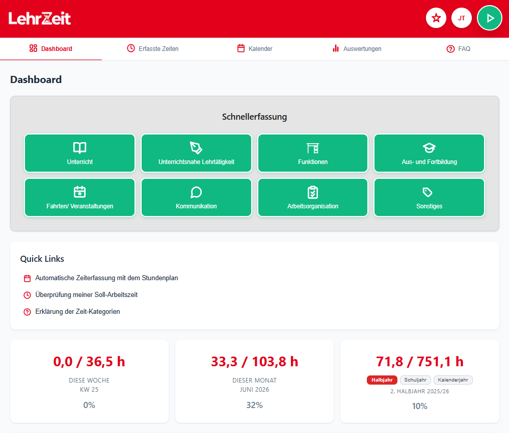 Haupt-App mit 5 Registern